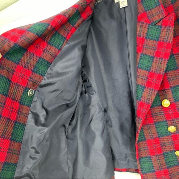 Pendleton Sz 16 Petite Wool Red Green Black Lined Blazer Tartan Vintage Holiday - Picture 11 of 16